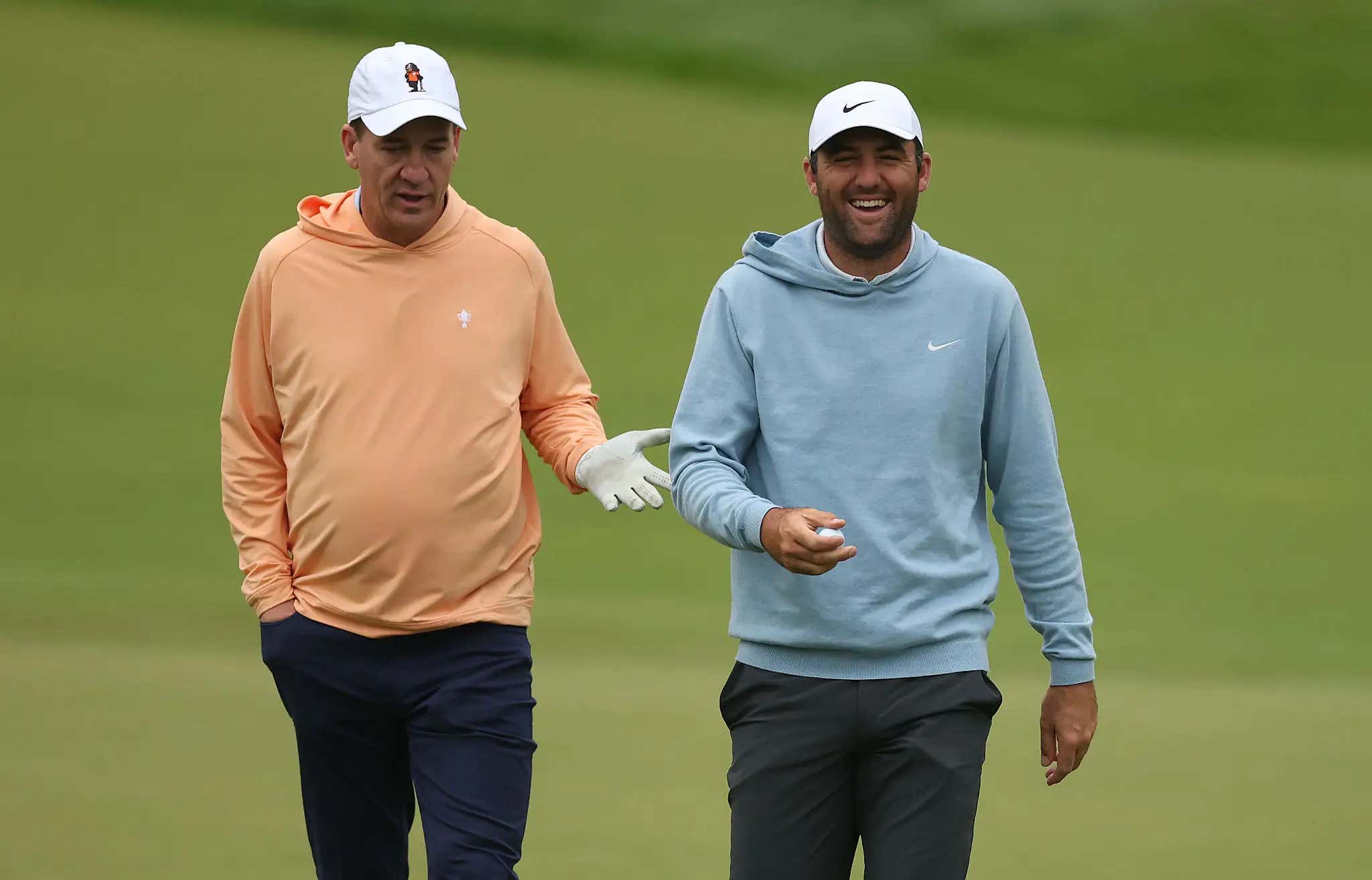 ’Morning Sir’ - Peyton Manning Smoked A Golf Cart With His Tee Shot At The Memorial Pro-Am, Scottie Scheffler Starts Laughing His Ass Off