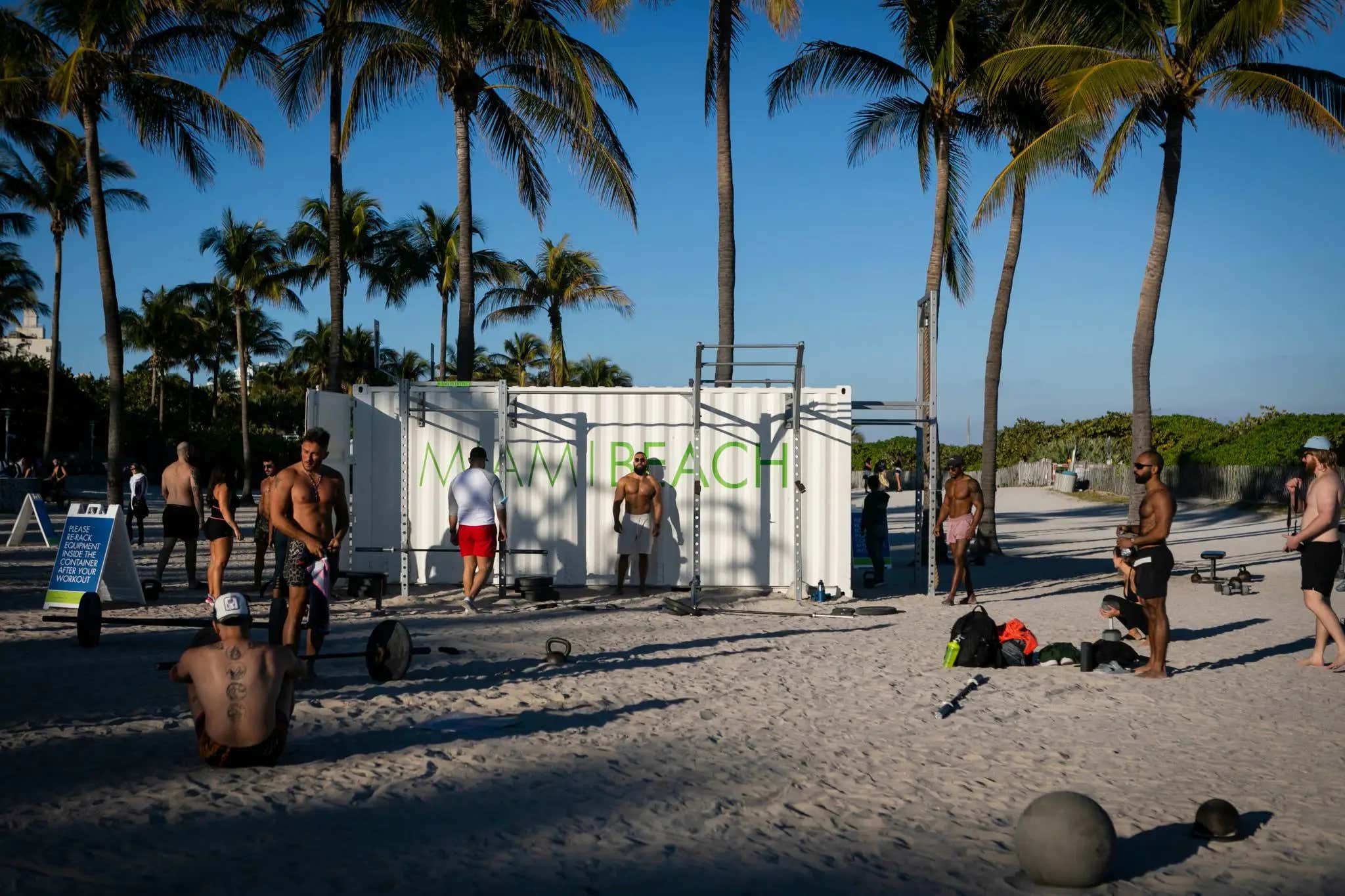 Muscle Beach In Miami Is A Beautiful Place Full Of Wonderful People, None Better Than This Human Punching Bag Eating Repeated Body Blows To The Gut