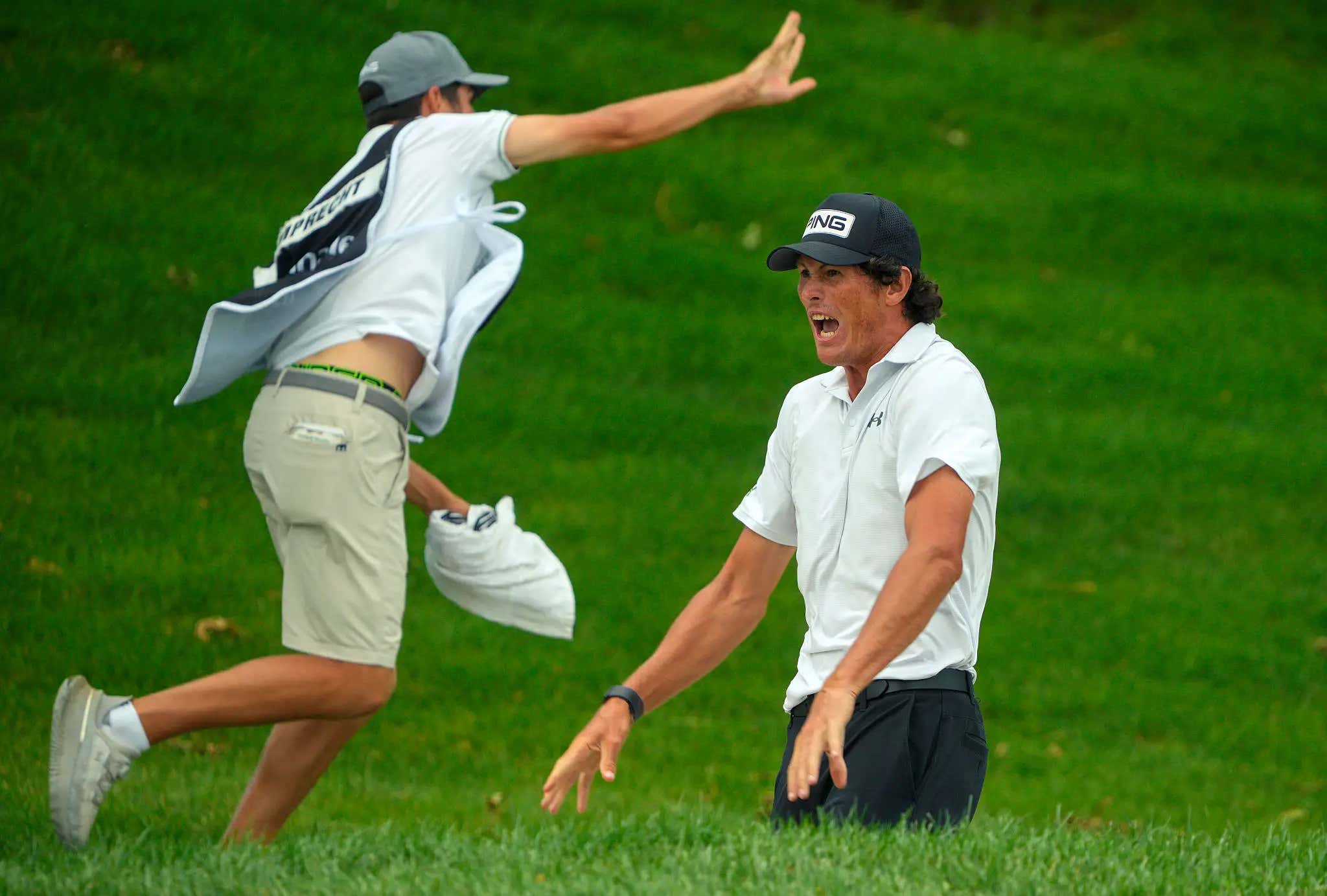 Insane Day Of Golf: Christo Lamprecht And His Caddie Gave Us The Rare Double Club Toss After He Chipped-In To Win On The Korn Ferry Tour Yesterday