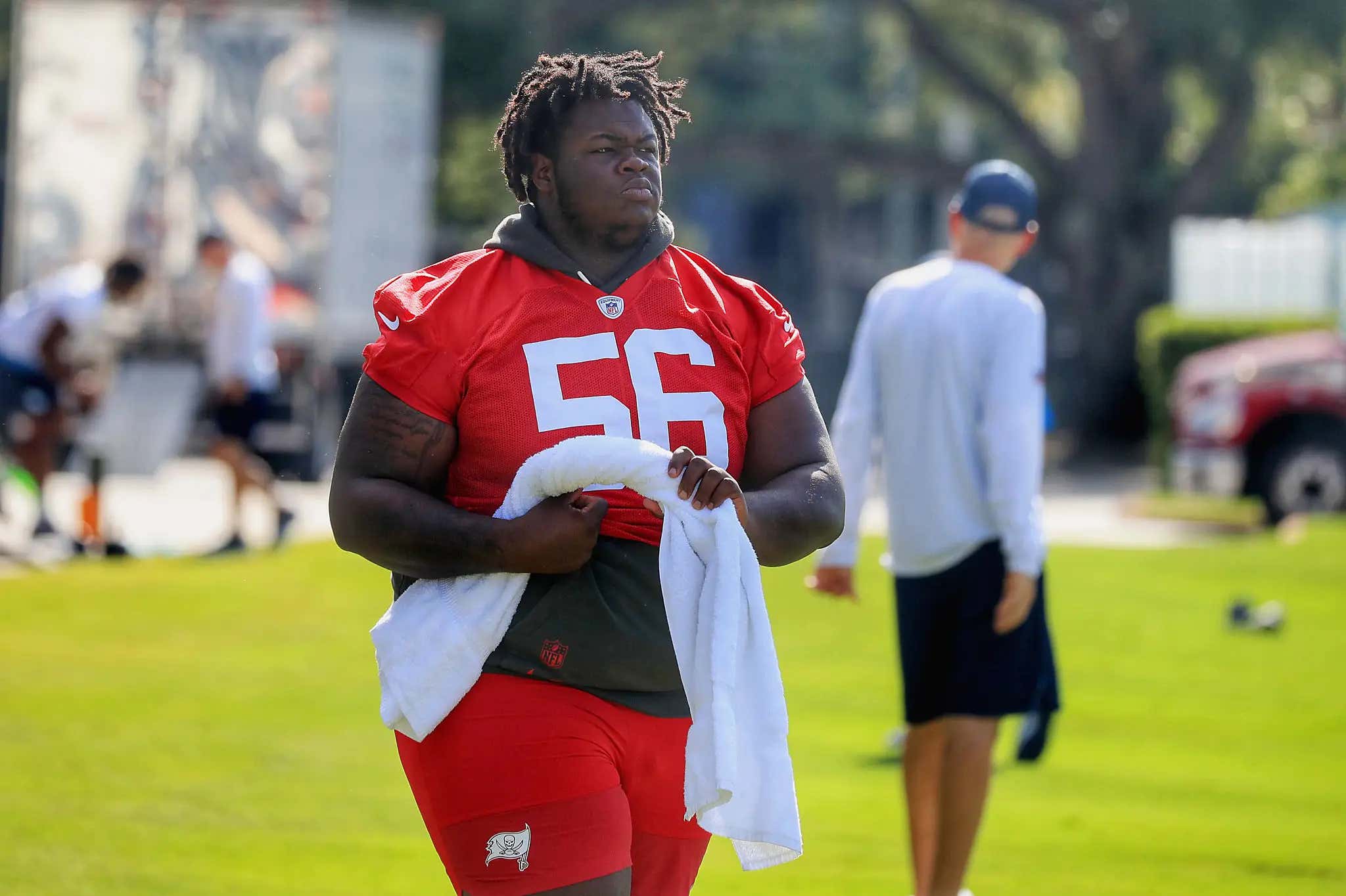 The Least The Buccaneers Can Do Is Give Desmond Watson A Ball To Throw Around While He's Still Not Allowed To Practice For Being Too Beefy