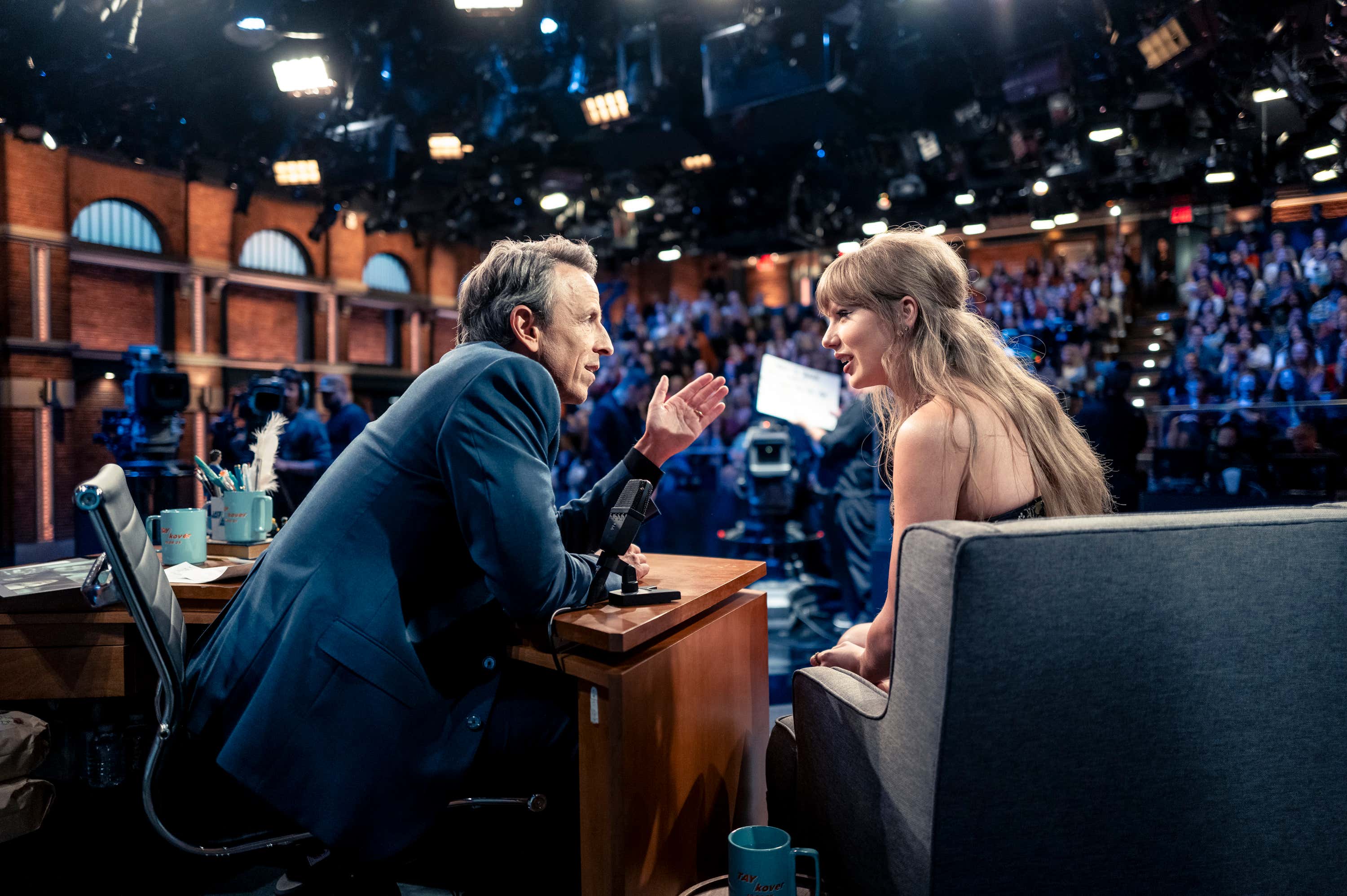 Taylor Swift Tells The Story Of Travis Kelce Mistaking Hugh Grant's Wife For Greta Gerwig On Seth Meyers "I'm Just Ken, Too!"