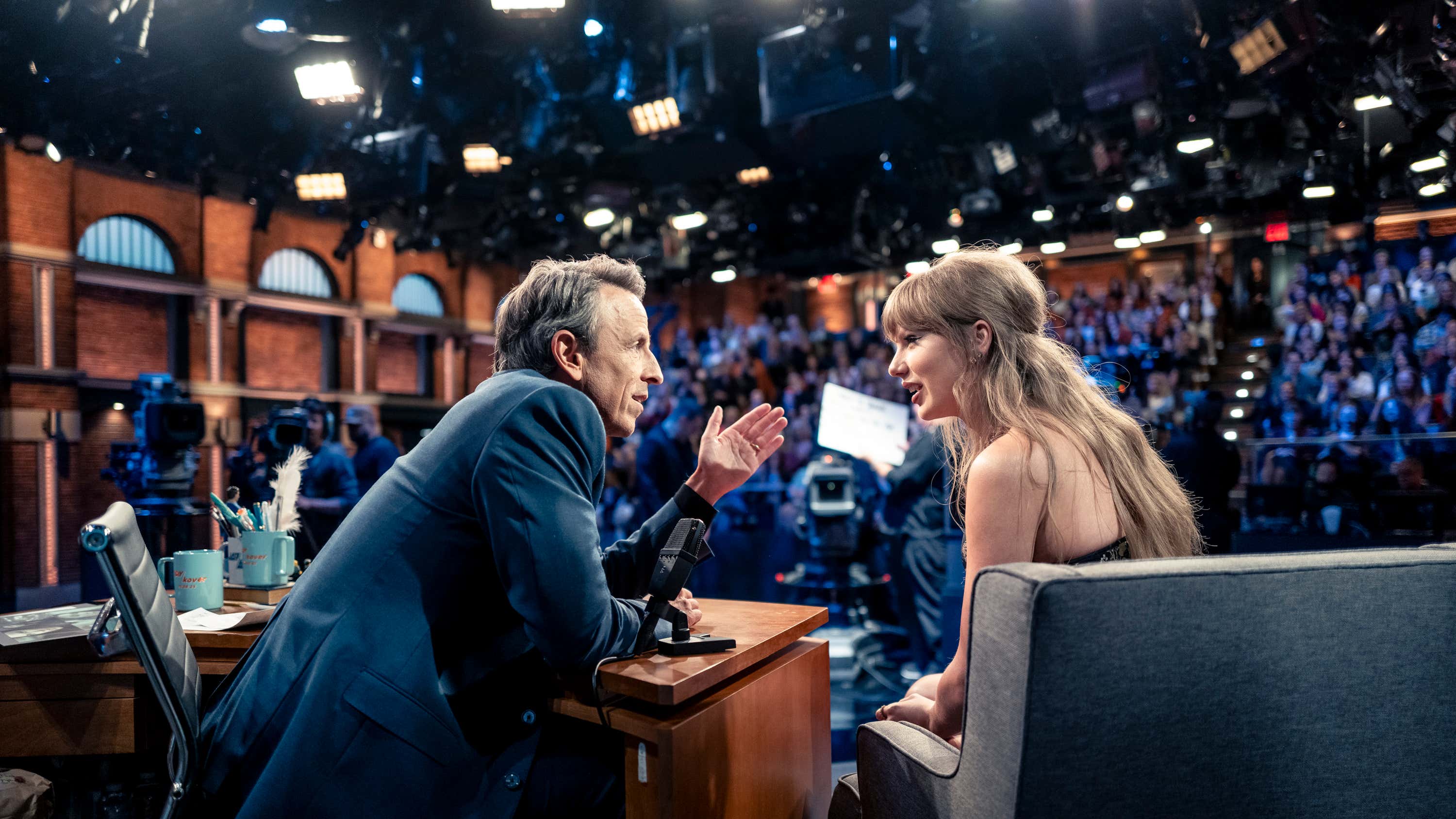 Taylor Swift Tells The Story Of Travis Kelce Mistaking Hugh Grant's Wife For Greta Gerwig On Seth Meyers 