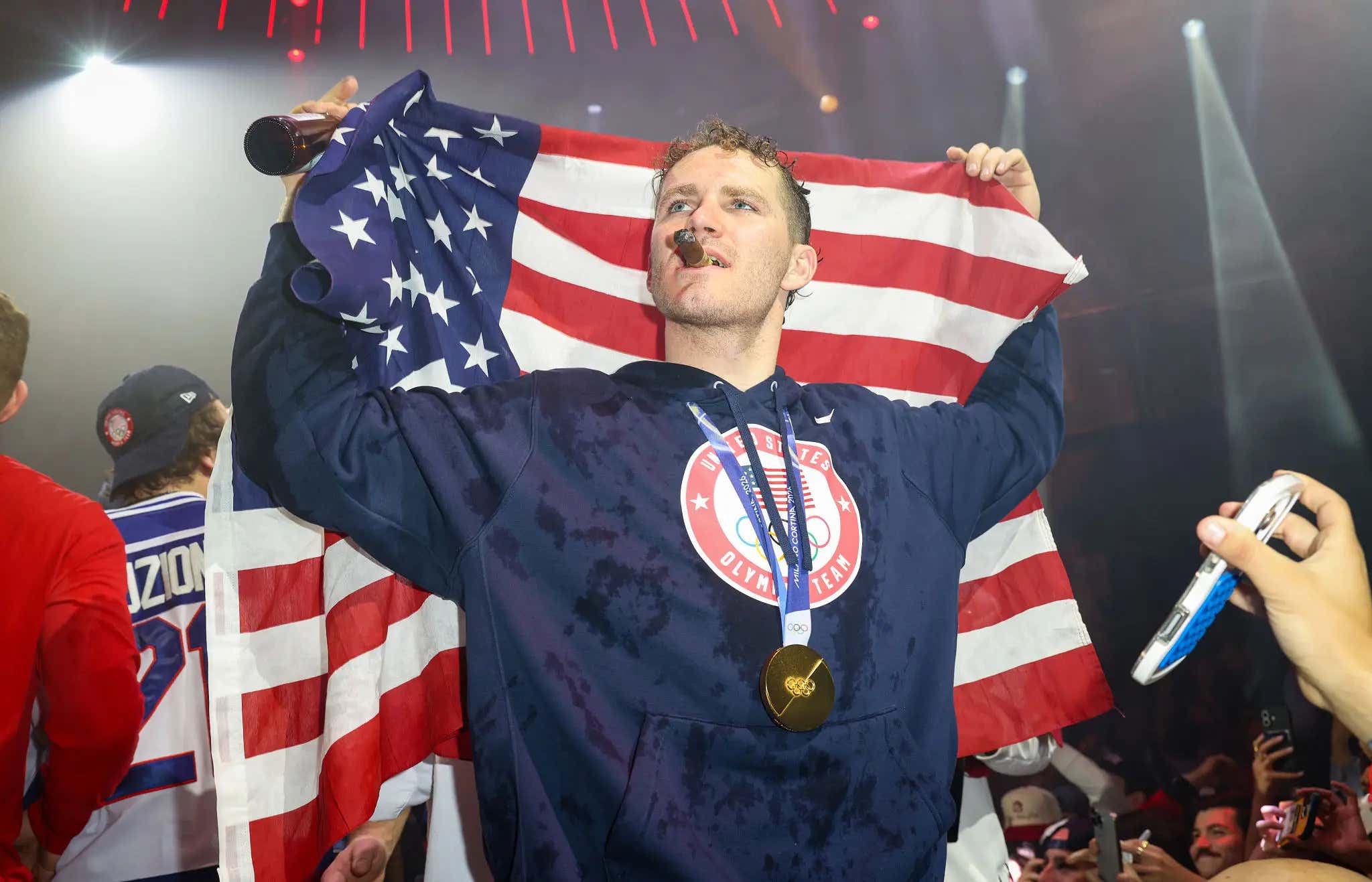Get Your Day Started With The USA Hockey Team Belting Out The Most American "Star Spangled Banner" Of All-Time And Partying At E11even In Miami