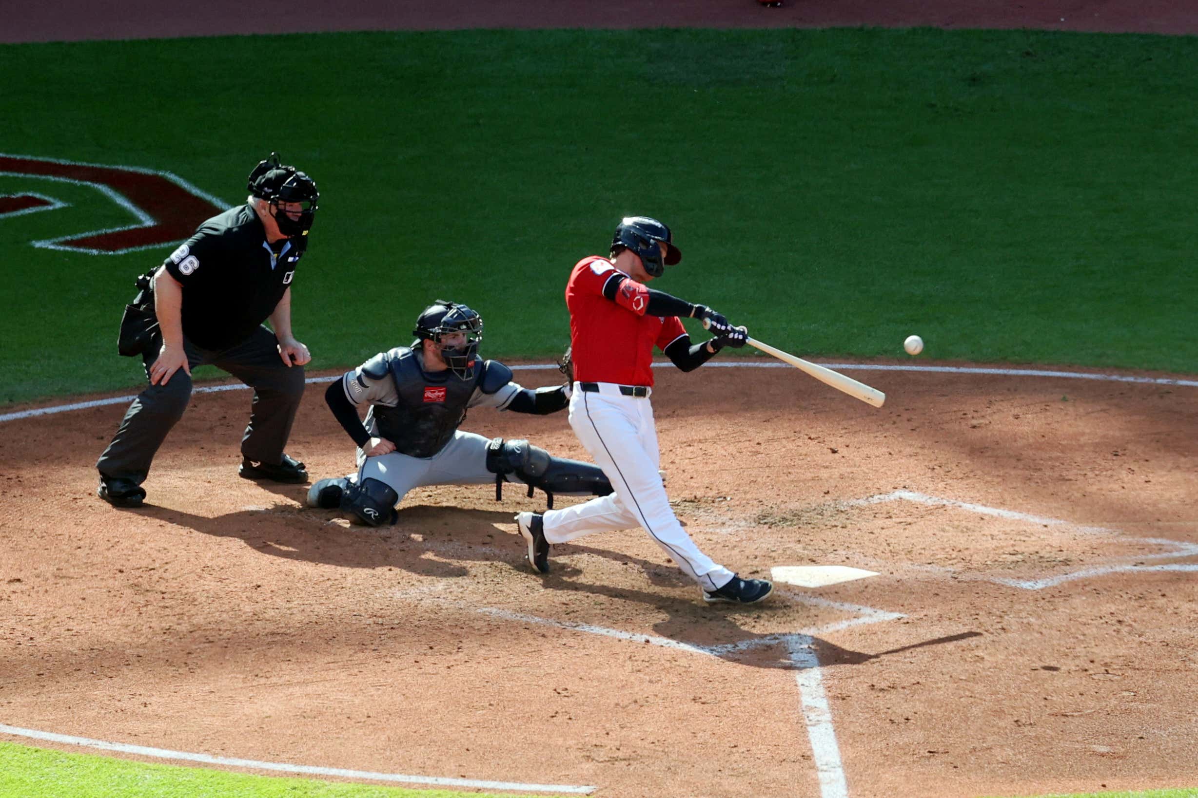 Petey Halpin Bat Flipped To The Moon As The Guardians Took A 2-1 Lead In The ALCS
