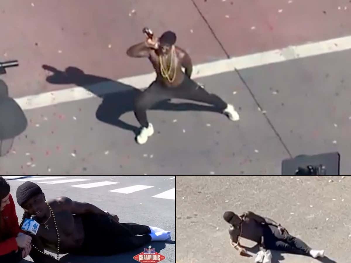 Running The Streets Of KC With A Bottle Of Hennessy And His Shoes - A Shirtless Willie Gay Is Setting The Tone Early At The Chiefs Parade