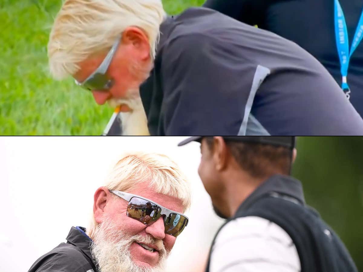 Icon: John Daly Is Getting Ready For The PGA Championship By Ripping Cigs On The Range And Spending Time Dapping Up Tiger Woods