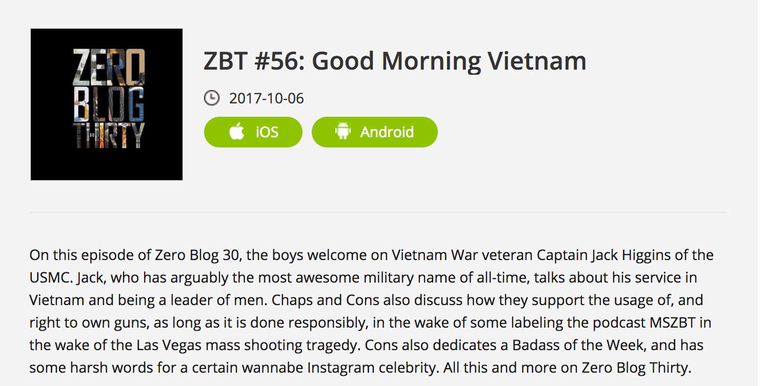 Zero Blog Thirty With Vietnam War Hero Jack Higgins Barstool Sports