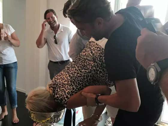 Unreal Picture Of Nicklas Backstrom's Mom Doing A Cup Stand