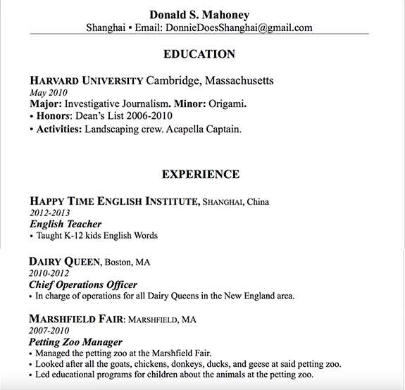 Donnie Does Teaching Resume