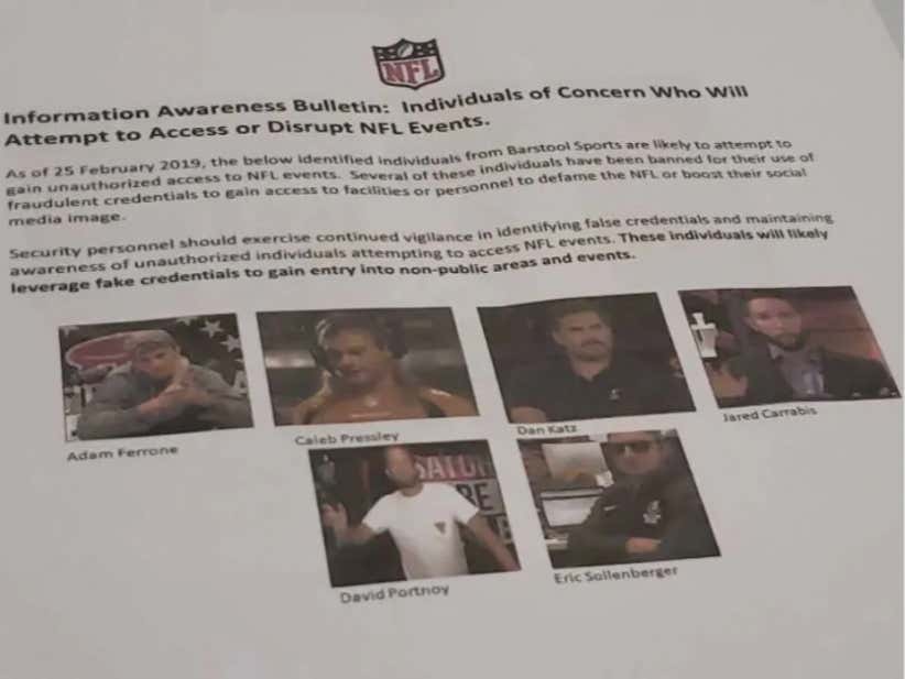 Reader Email - This NFL Security Memo About Barstool Sports Can't Be Real But It 100% Is