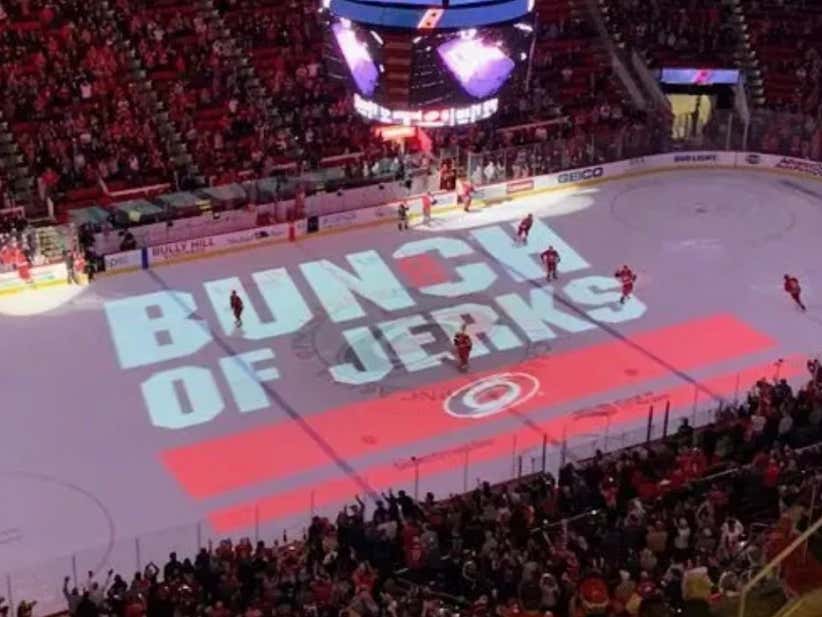 The Hurricanes Projecting "Bunch Of Jerks" Onto The Ice Is An Awesome