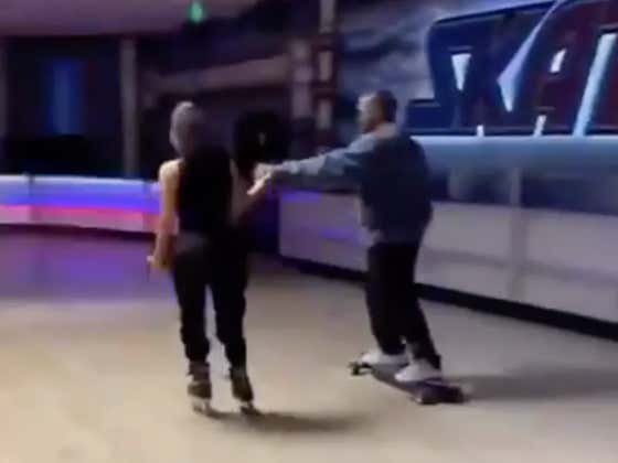Kanye Went To A Skating Rink With Kim And Brought A Skateboard