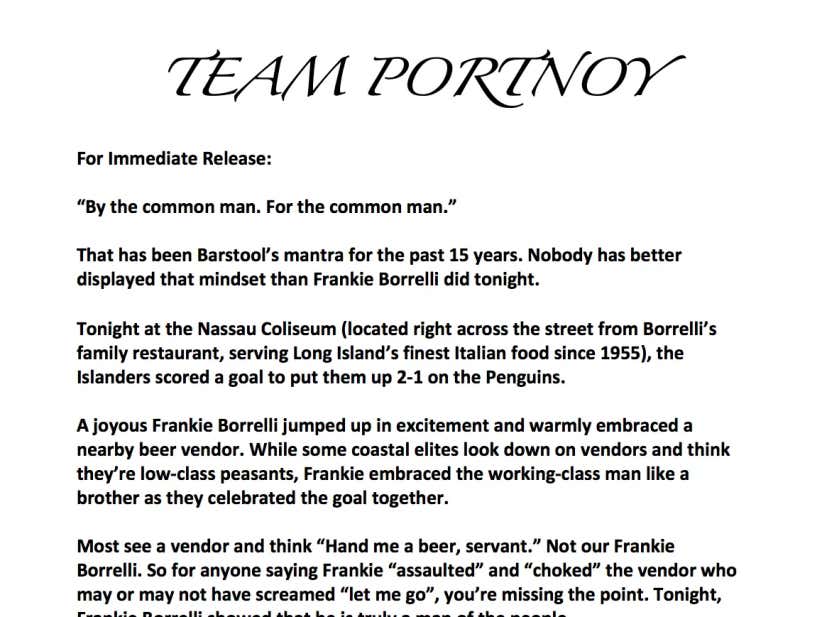 For Immediate Release: Frankie Borrelli Is A Man Of The People