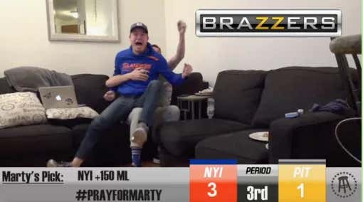 Worlds Biggest Islander Fan And Frankie Borrelli Celebrate The Win Last Night