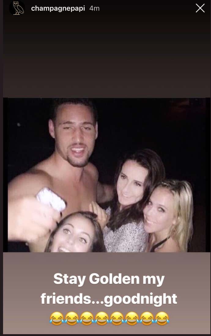 Drake S Ig Post Trolling Klay Thompson After Game 3 Was Apparently A Shot At Klay And His Ex Girlfriend Barstool Sports