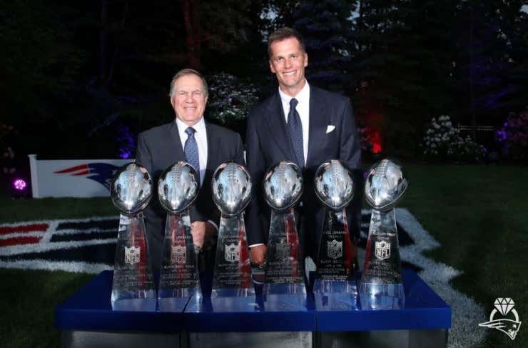 Six Lombardi trophies (with Gronk dent) : r/Patriots