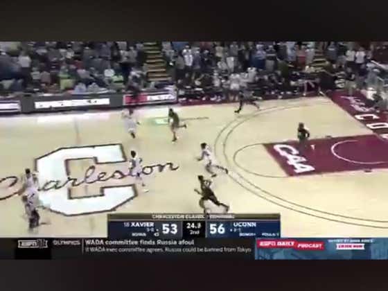 Xavier (-210) hits this three to push the game to overtime to eventually win it 75-74 in double OT.