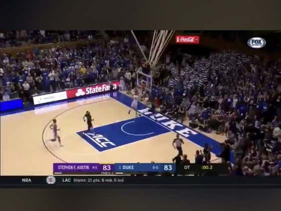 Duke (-27.5) loses outright (+8000) on this game winning layup by Stephen F. Austin