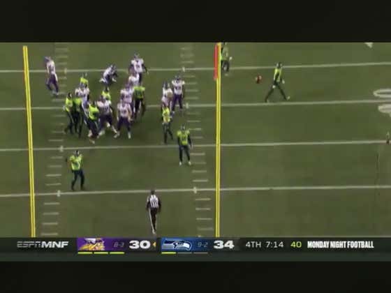 Vikings score to cut it to four but miss the XP Seattle leads 34-30. The line tonight is Seattle -3.5.