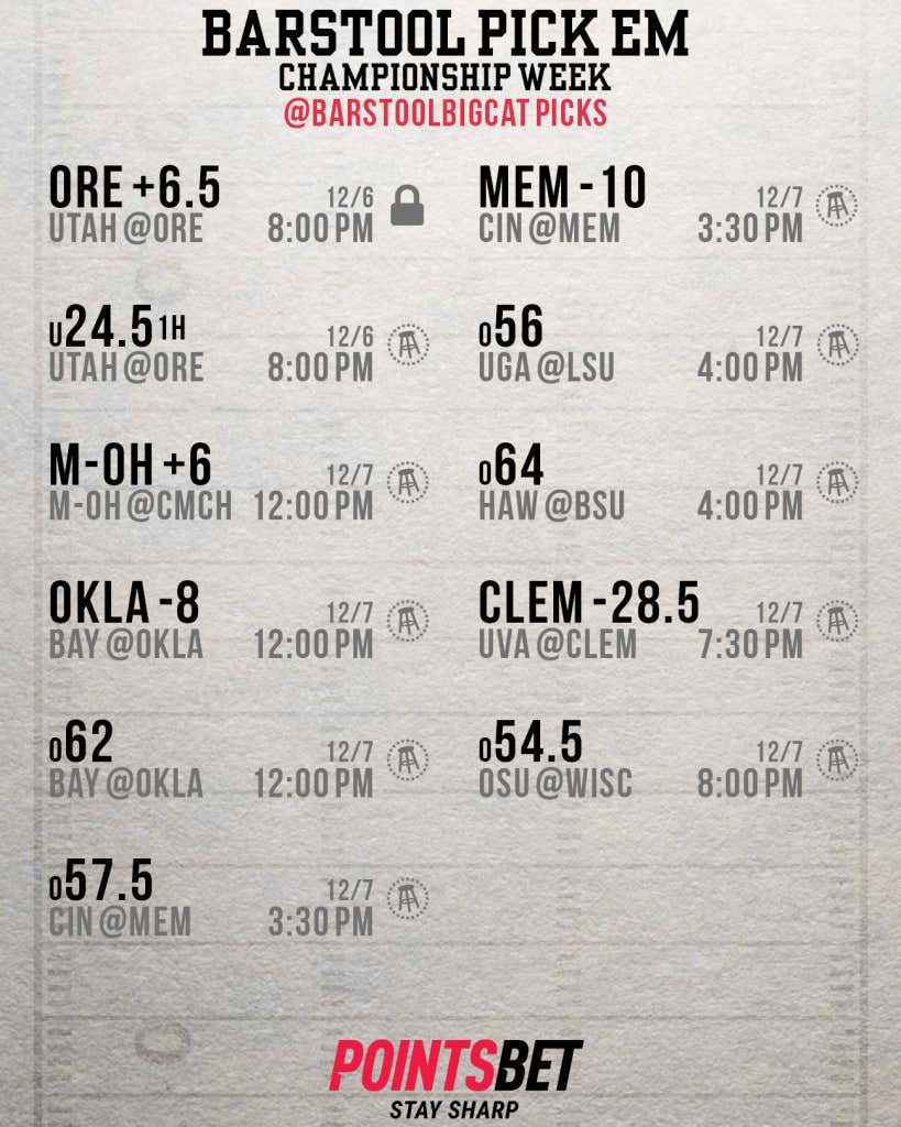 Barstool Pick Em Championship Weekend Cards Barstool Bets