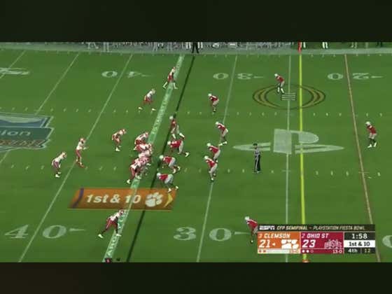 Clemson (-2.5) goes 94 yards in four plays to take the lead with under two minutes to play.