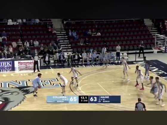 Maine (+5.5) hits a layup with one second left to force OT and keep the over (131.5) alive.