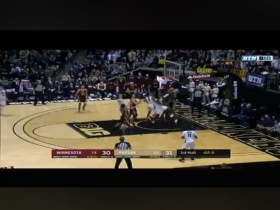 Purdue misses an easy put back layup at the end of the half to keep the total (61.5) under by the hook