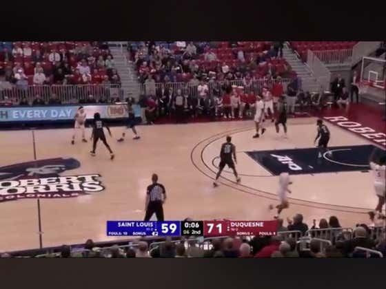 Duquesne with an alley oop in the final seconds of the game to hit the over (131.5)
